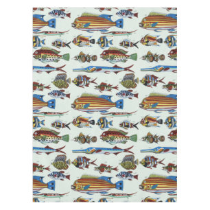 Antique Colorful Exotic Fish Natural History Print Tablecloth