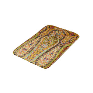 Antique Colorful Floral Pattern Bath Mat