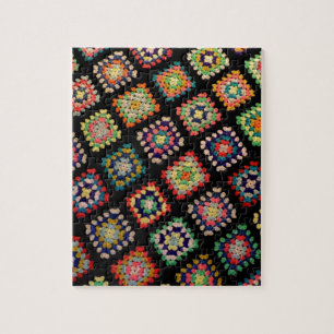 Antique Colorful Granny Squares Classic Pattern Jigsaw Puzzle