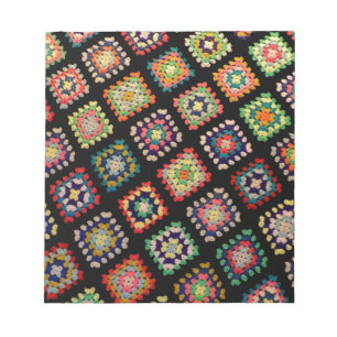 Antique Colorful Granny Squares Classic Pattern Notepad