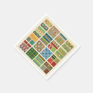 Antique Colorful Patchwork Paper Napkin