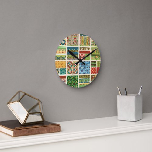 Antique Colorful Patchwork  Round Clock