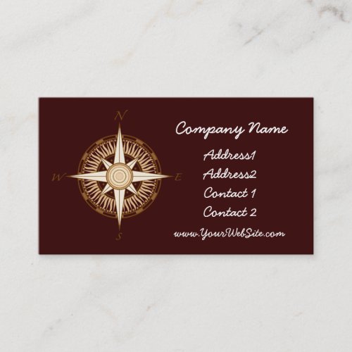 Antique Compass Chocolate Brown Business Card