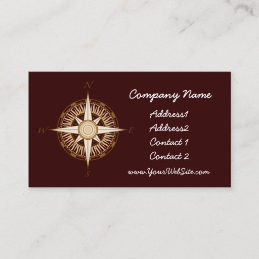 Customizable Antique Compass Chocolate Brown Business Card