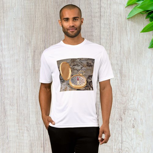 Antique Compass On A Map Mens Sport_Tek T_Shirt