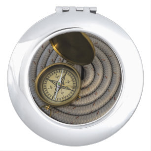 Antique Compass On Sailboat Deck Vanity Mirror