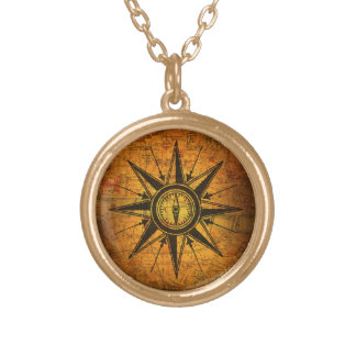 Antique Compass Rose Gold Plated Necklace