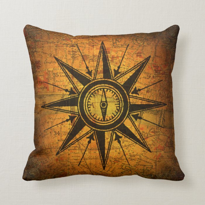 Antique Compass Rose Throw Pillow Zazzle