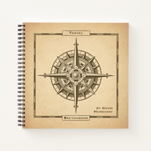 Antique Compass Rose Travel Sketchbook Notebook