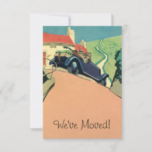 Antique Convertible Car, Vintage Change of Address Invitation