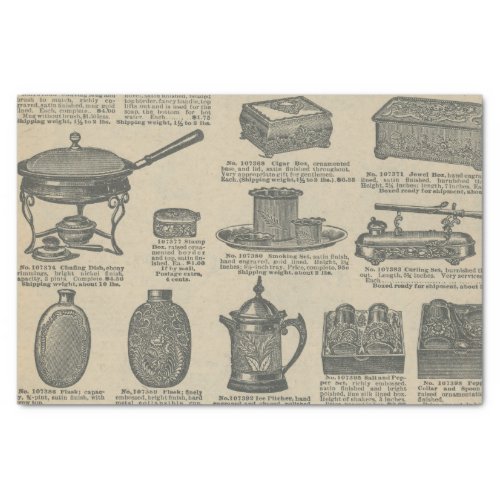 Antique Cookware Catalog Page Newsprint Tissue Paper