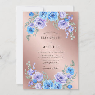 Antique Copper Amethyst Petal Wedding Invitation