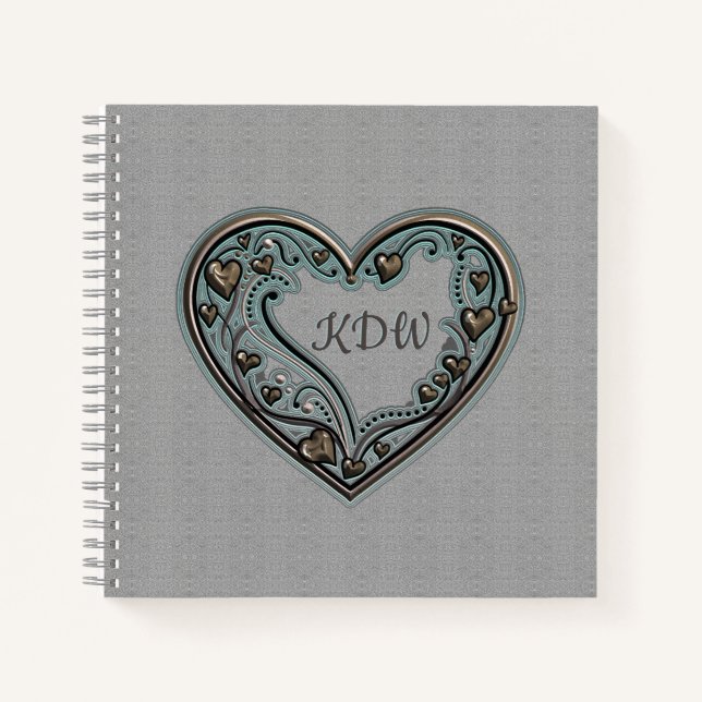 Antique Copper Heart Notebook (Front)