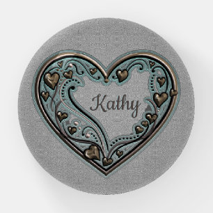 Antique Copper Heart Paperweight