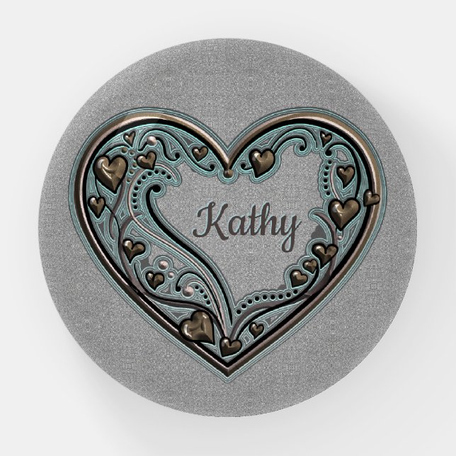 Antique Copper Heart Paperweight (Front)