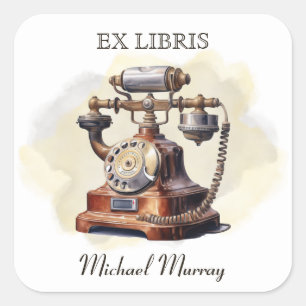 Antique Copper Telephone Bookplate