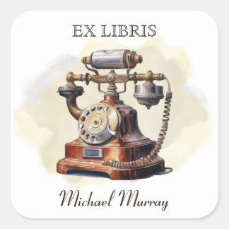 Antique Copper Telephone Bookplate