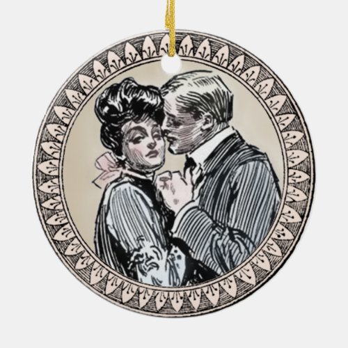 Antique Couple Romance Wedding Vintage Love Ceramic Ornament