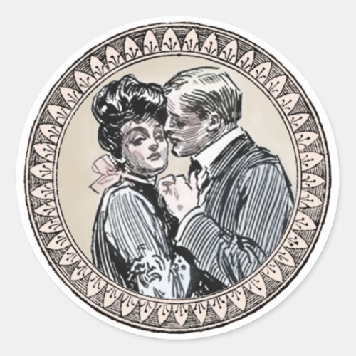 Antique Couple Romance Wedding Vintage Love Classic Round Sticker