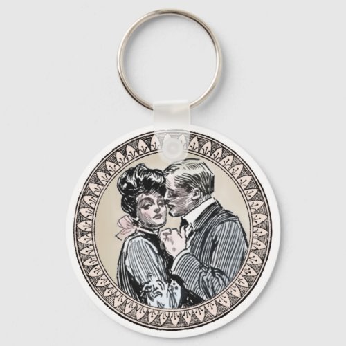 Antique Couple Romance Wedding Vintage Love Keychain