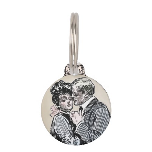 Antique Couple Romance Wedding Vintage Love Pet ID Tag