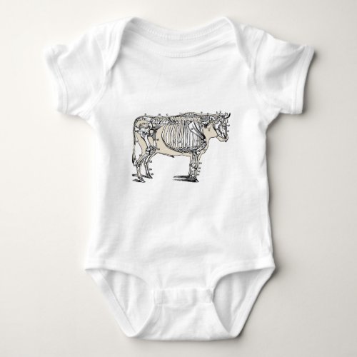 Antique Cow Skeleton Bones Fun Baby Bodysuit