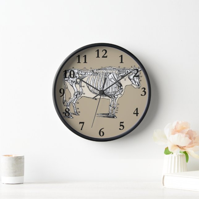 Antique Cow Skeleton Bones Fun Clock (Home)