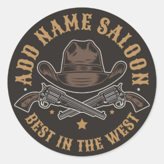Antique Cowboy Guns ADD NAME Old Wild West Saloon Classic Round Sticker