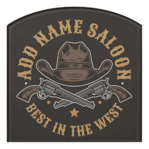 Antique Cowboy Guns ADD NAME Old Wild West Saloon Door Sign