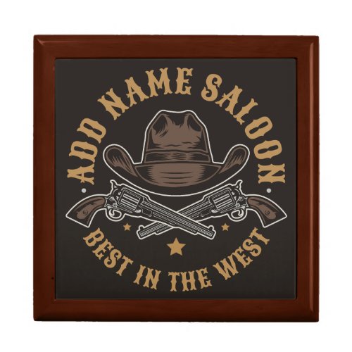 Antique Cowboy Guns ADD NAME Old Wild West Saloon  Gift Box