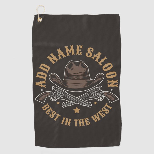 Antique Cowboy Guns ADD NAME Old Wild West Saloon  Golf Towel (Front)