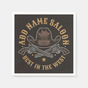 Antique Cowboy Guns ADD NAME Old Wild West Saloon Napkins