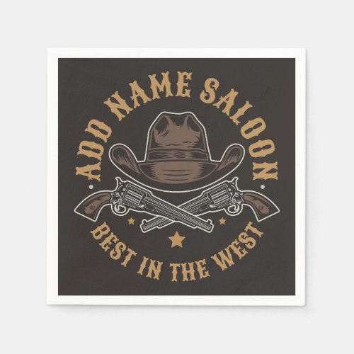 Antique Cowboy Guns ADD NAME Old Wild West Saloon  Napkins