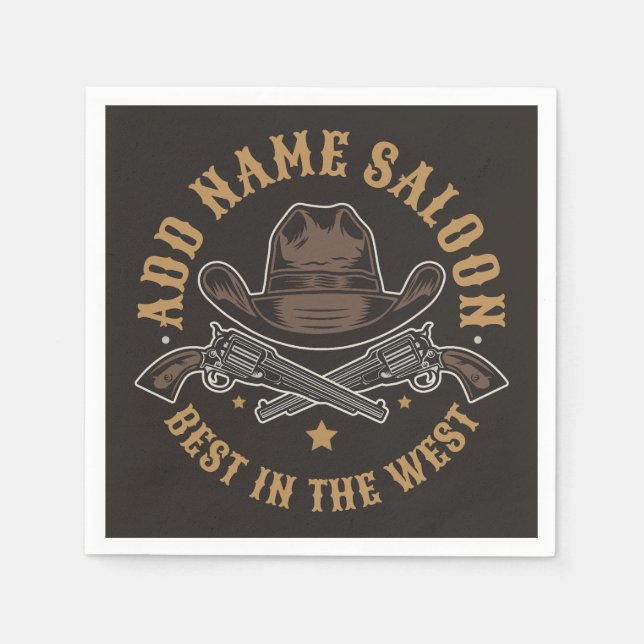 Antique Cowboy Guns ADD NAME Old Wild West Saloon  Napkins (Front)