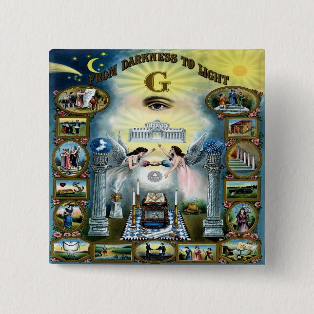 Antique Craft Freemasonry Masonic Hazen Button (Front)