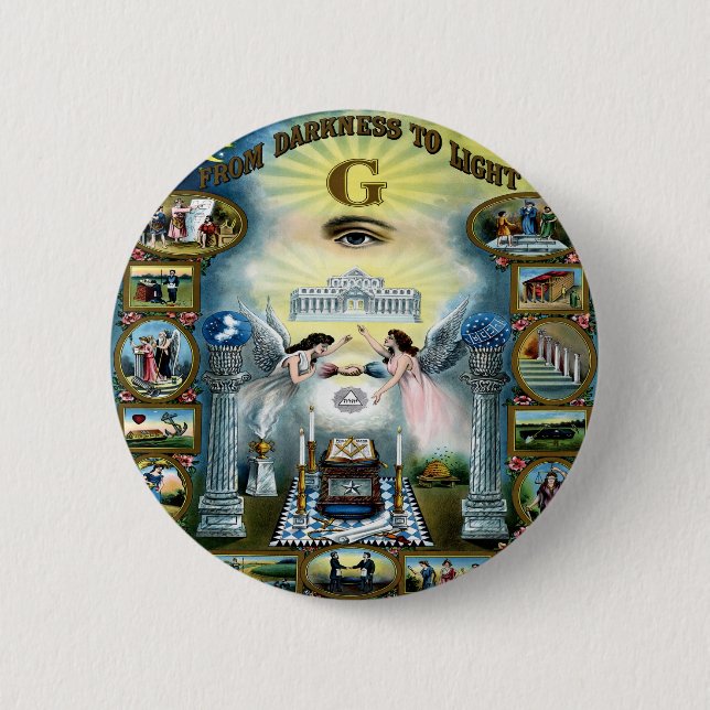 Antique Craft Freemasonry Masonic Hazen Pinback Button (Front)