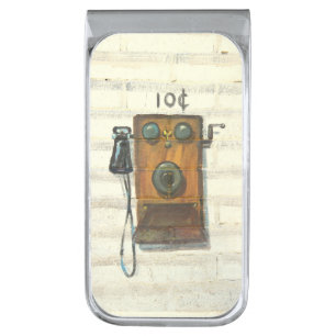 antique crank phone money clip