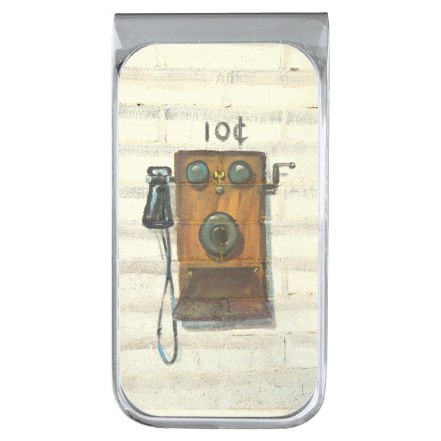 antique crank phone money clip (Front Vertical)