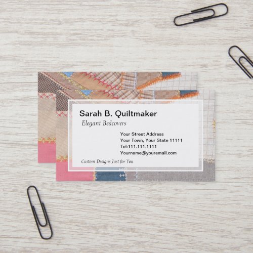 Antique Crazy Quilt for Quilter, Antique Dealer Business Card Templates