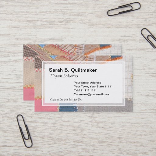 Customizable Antique Crazy Quilt for Quilter, Antique Dealer Business Card Templates