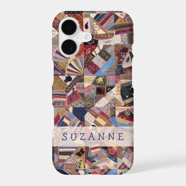 Antique Crazy Quilt Patchwork Iphone Case (Back)