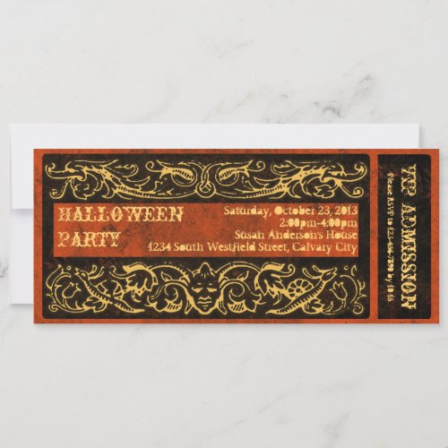 Antique Ticket Halloween Party Invitations