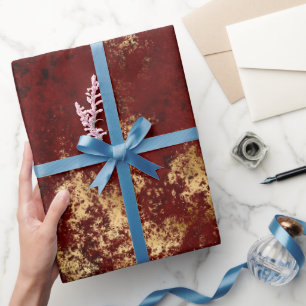 Antique Crimson Gold Grunge Wrapping Paper