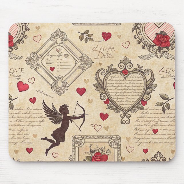 Antique Cupid Valentine Ornate Love Mouse Pad (Front)