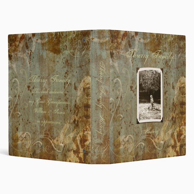 Antique Custom Photo Family History 1.") 3 Ring Binder (Background)