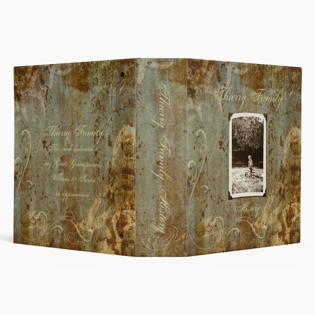 Antique Custom Photo Family History (2") 3 Ring Binder (Background)