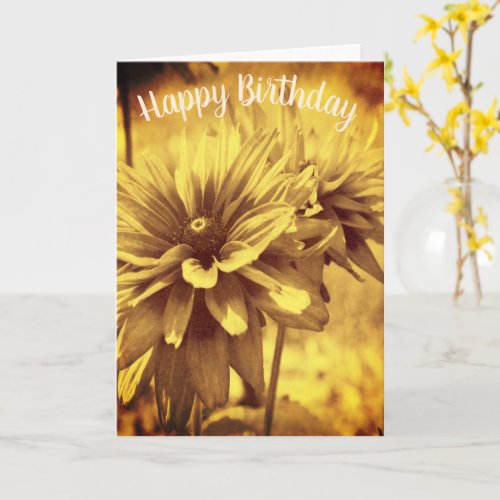 Antique Daisies Floral Customizable Birthday Card