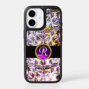 ANTIQUE DAMASK Purple Amethyst Monogram black  iPhone 17 Case