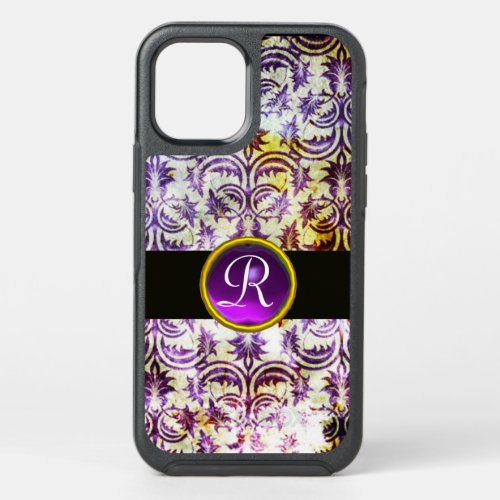 ANTIQUE DAMASK Purple Amethyst Monogram black  OtterBox Symmetry iPhone 12 Case