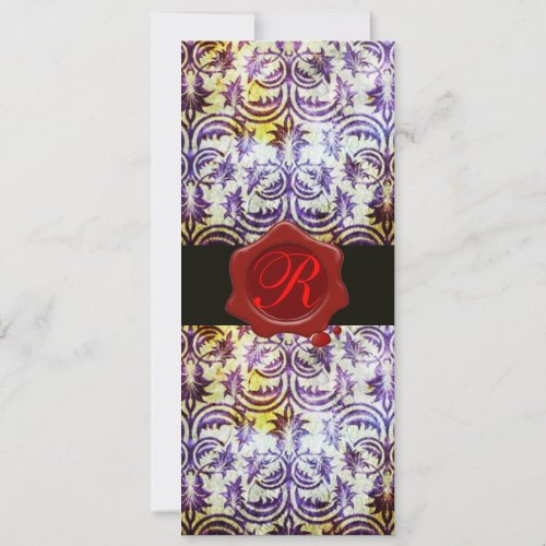 ANTIQUE DAMASK RED WAX SEAL MONOGRAMpurple Invitation